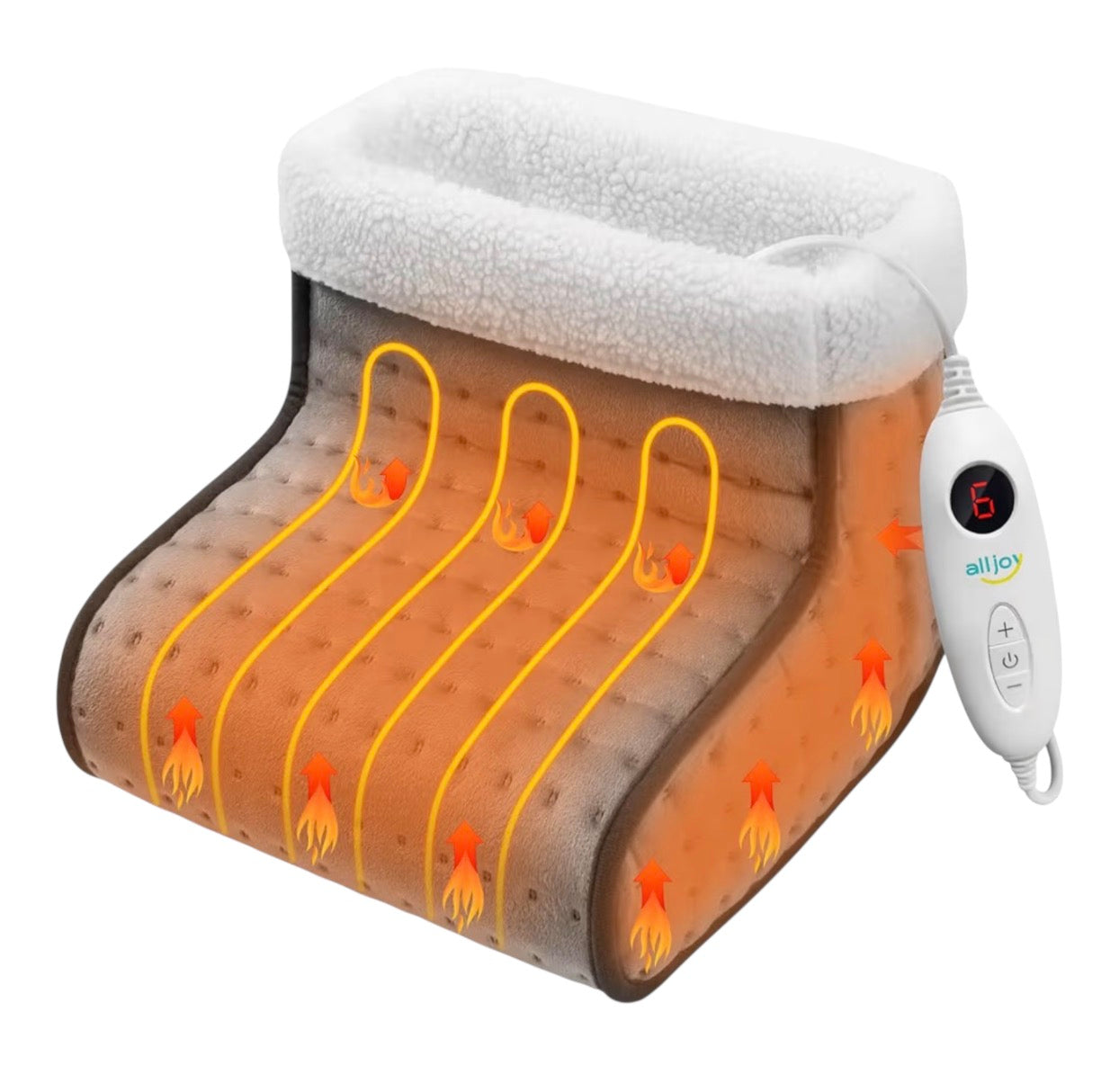 ALLJOY Electric Foot Warmer for Men and Women, Heated Feet Warmer for Cold Feet 6 Heat Levels & 90Mins Auto Off, Christmas Gifts Fast Heating Pad Foot Warmer with Removable Lining Machine Washable