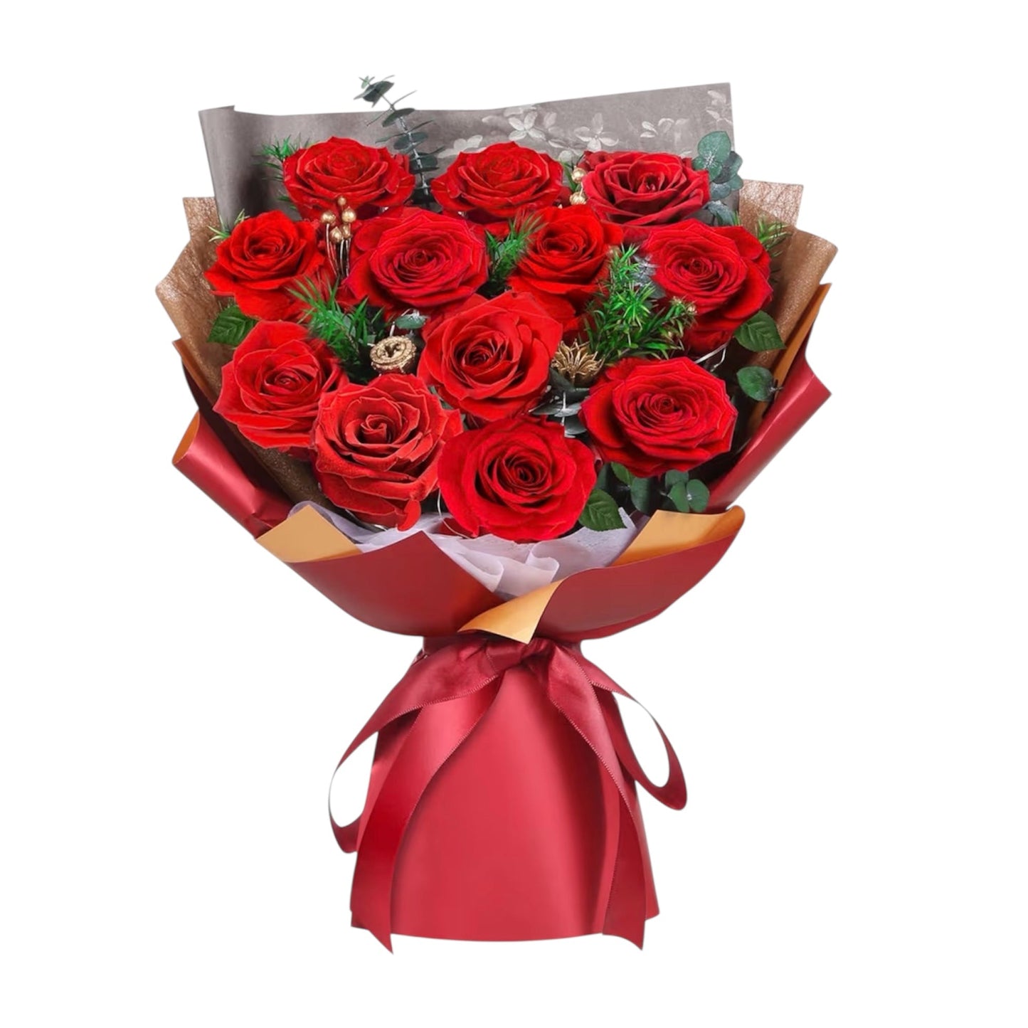ADDWel 12 Forever Real Roses Bouquet, Fresh Flowers Delivery, Eternal Rose Gifts for Women, Wife, Girlfriend& Mum on Christmas, Valentine's Day, Anniversary& Mother's Day