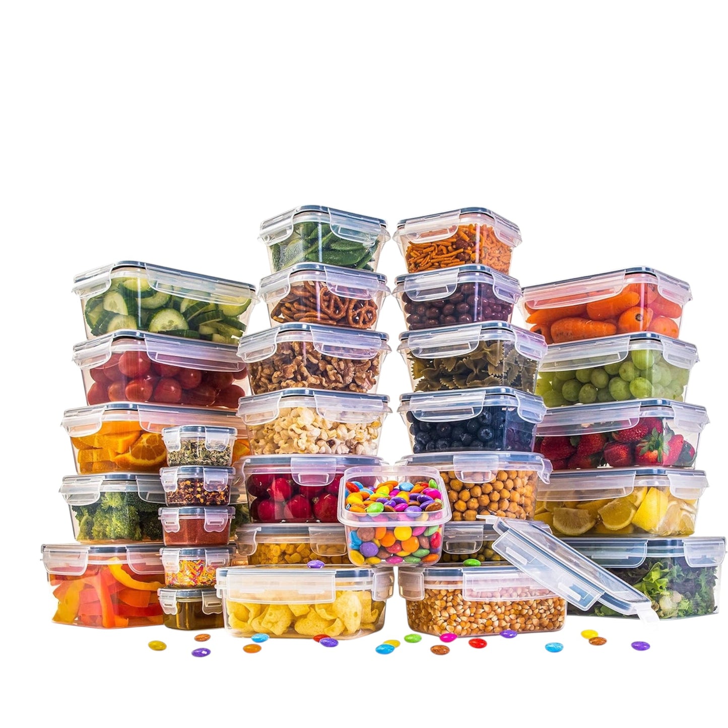 Nuovva Airtight Food Storage Containers Set - 60Pcs Plastic Containers with Lids for Pantry & Kitchen - Leak Proof Meal Prep Sets (30 Containers + 30 Lids)