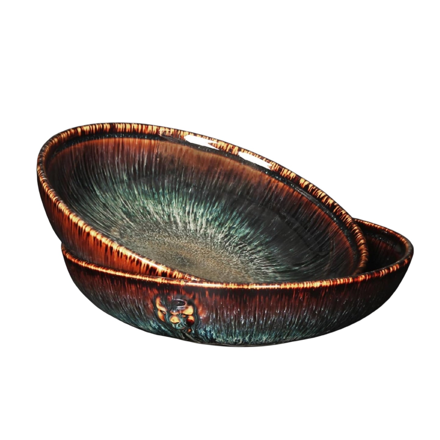 Jinsongdafa Ceramic Pasta Bowls Set of 2, Salad and Soup Plates 1100 ML, Serving Dinner Deep Plate/Wide Bowl, Microwave Dishwasher Safe, Kitchen Dinnerware Modern Porcelain Dishes, 22.2 CM