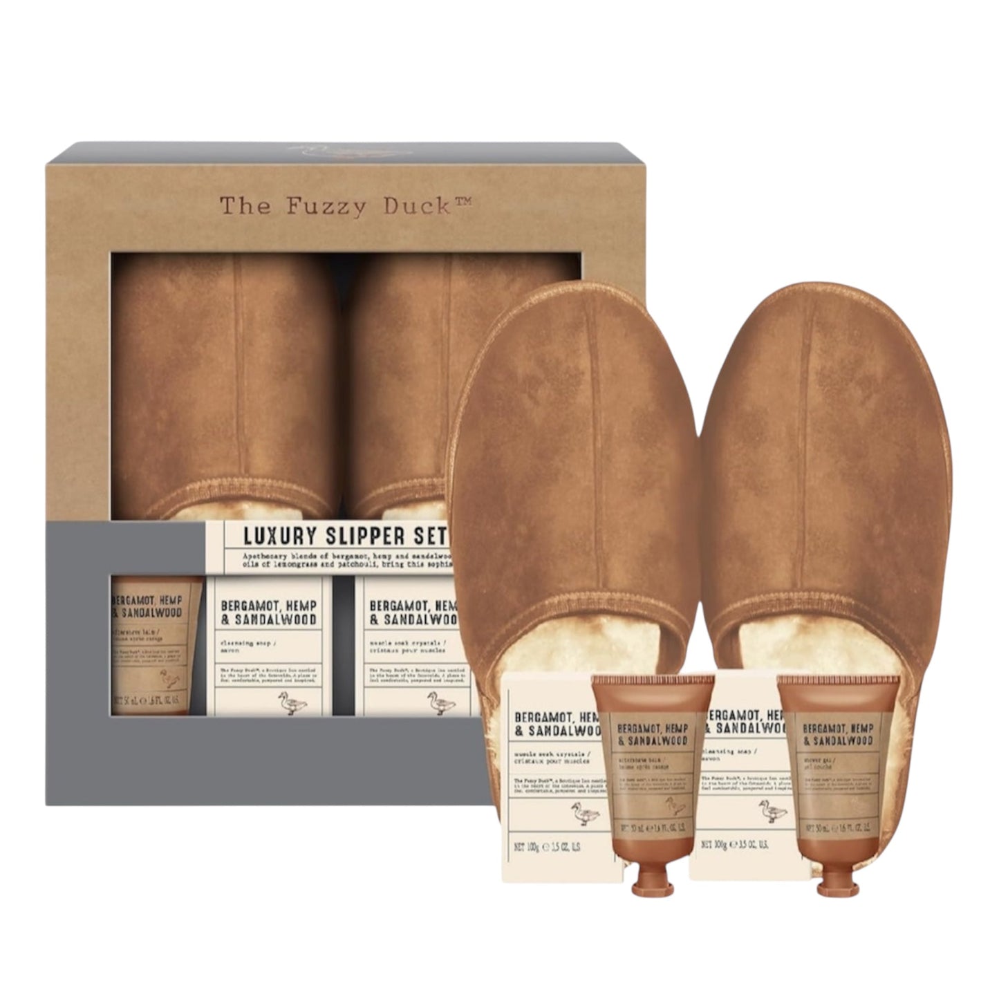 Baylis & Harding Fuzzy Duck Bergamote, Chanvre et Santal Coffret Cadeau Luxe Chaussons pour Hommes - Vegan (Lot de 1)