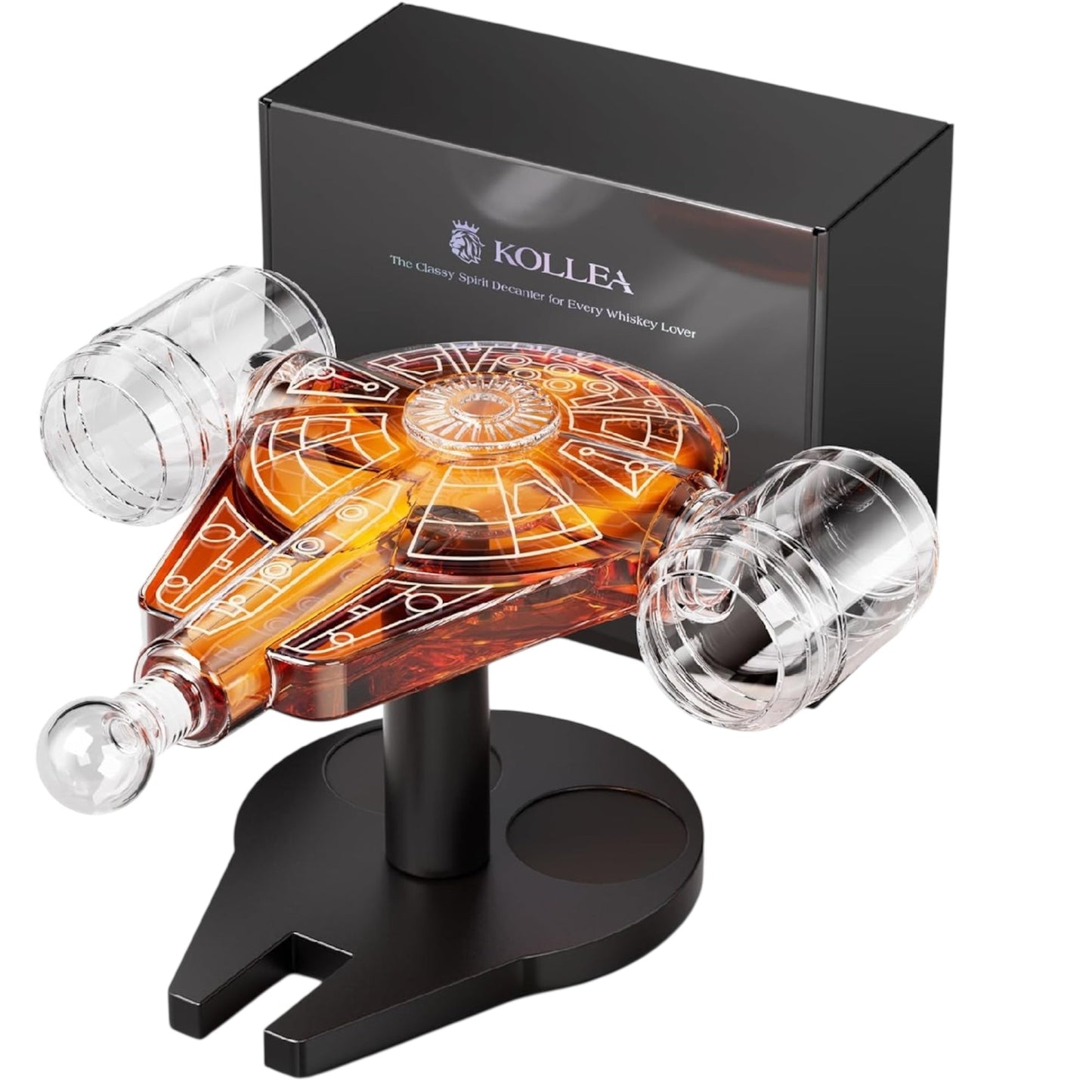 Cadeaux d'anniversaire Fête des Pères pour hommes Papa, Ensemble de carafe à whisky Galaxie Vaisseau Spatial pour hommes, Édition Limitée Vaisseau Spatial, 2 verres à shot amusants, Idées cadeaux uniques pour hommes Frère, Carafe à liqueur pour bar