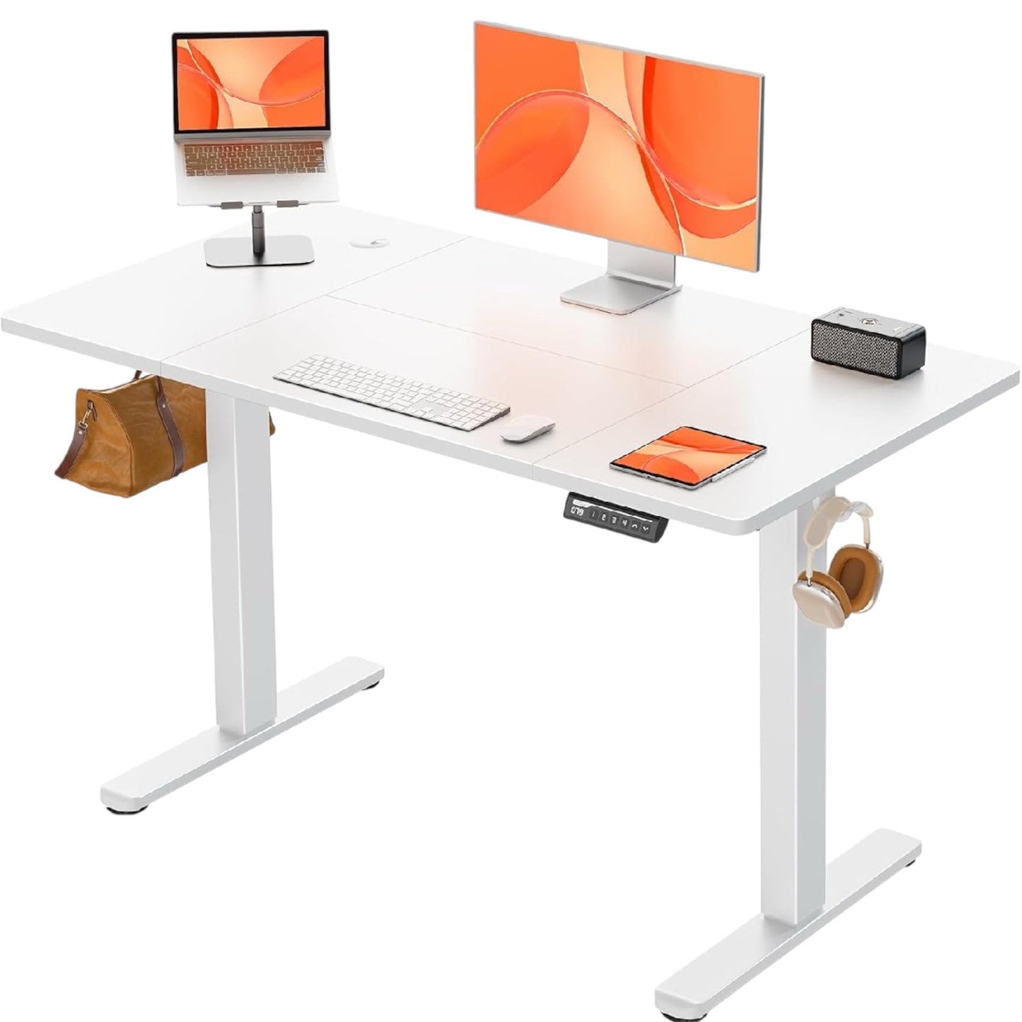 Bureau debout électrique réglable en hauteur ErGear 120 x 60 cm, bureau assis-debout avec panneau intelligent à 4 mémoires, bureau de travail à domicile avec plateau en deux parties