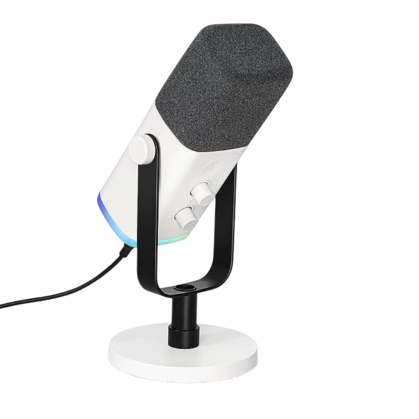 Microphone de jeu PC FIFINE, Microphone XLR/USB pour l'enregistrement de podcast, Micro dynamique avec RVB, Coupure de micro, Prise casque de monitoring pour ordinateur/Ps4/Ps5, pour la voix off, le chant, l'enregistrement vidéo - Ampligame AM8 Blanc