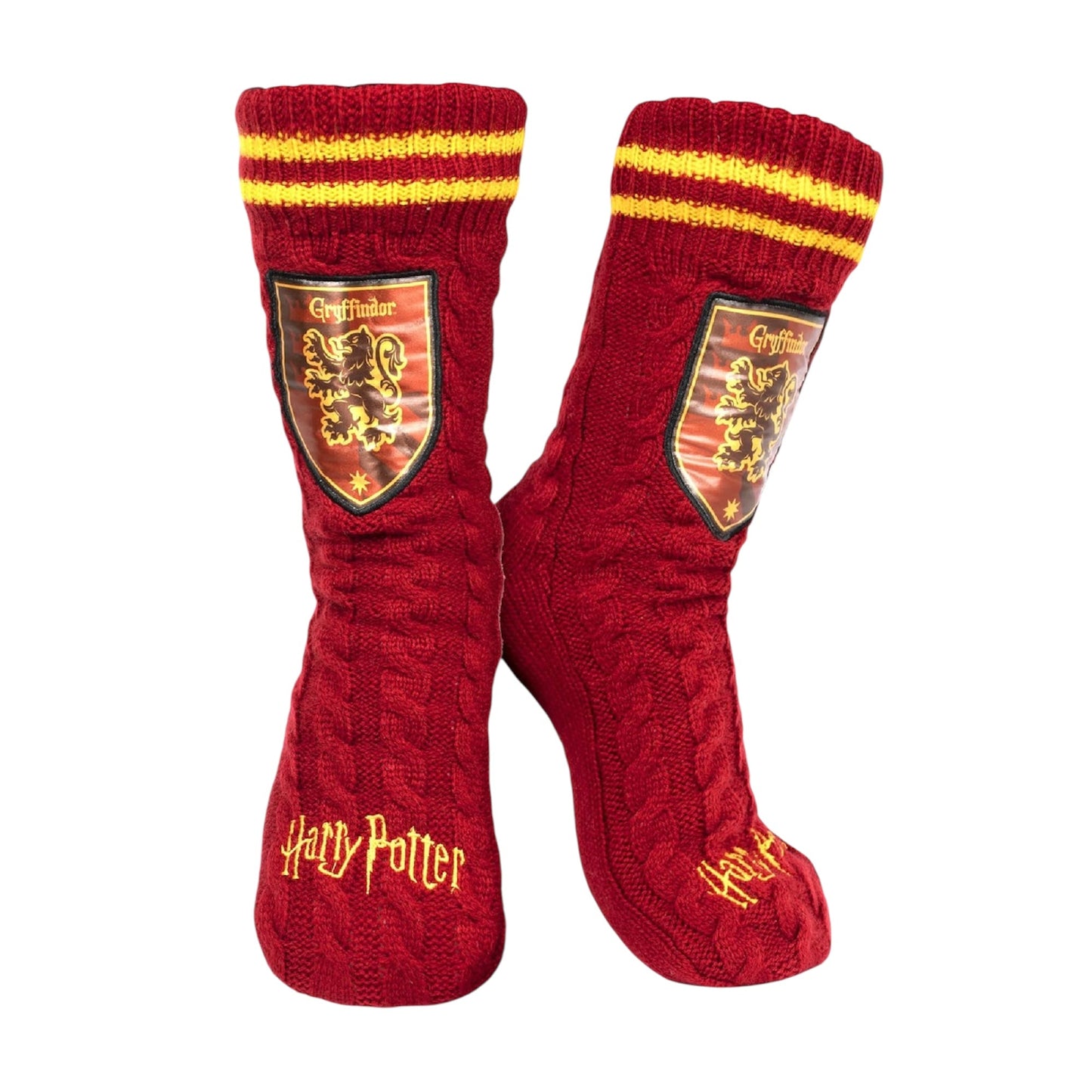 Harry Potter - Chaussettes antidérapantes pour femme - Gryffondor bordeaux/chaussettes de lit en laine noire - Taille unique pour femme (pointure 38-42) - Produit officiel