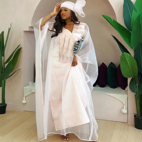 African Embroidered Dress for Women – Plus Size Floor-Length Gown (Delivered within 2-3 weeks from the day of purchase)