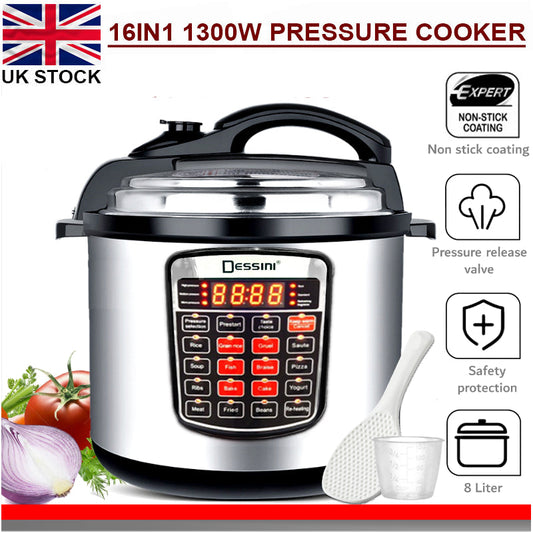 16-In-1 Multi Cooker 6L Pressure Non-Stick Rice Slow Cook Keepwarm Digital 1000W