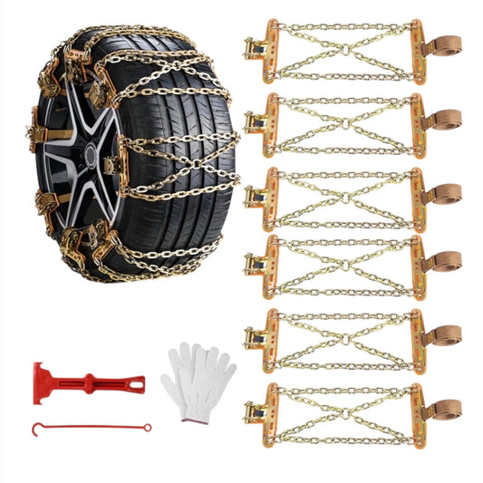 Ninonly Snow Chains for Cars 6PCS Universal Snow Chains Emergency Traction Tire Chains All Season for Vehicle Car Truck SUV fit Tyre Width 195mm-265mm for Mud,Sand, Snow,Ice,Climbing