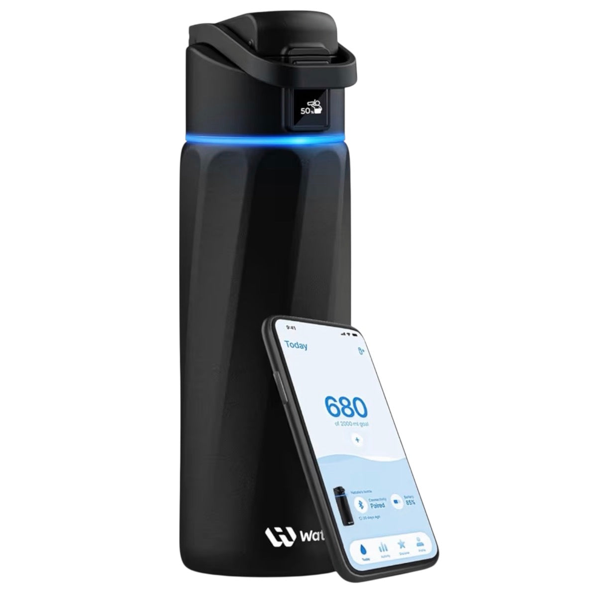 Bouteille d'eau intelligente Boost qui vous rappelle de boire, bouteille isotherme en acier inoxydable sans BPA de 700 ml, bouteille de suivi d'hydratation à large goulot avec application, idéale pour Noël, Thanksgiving.