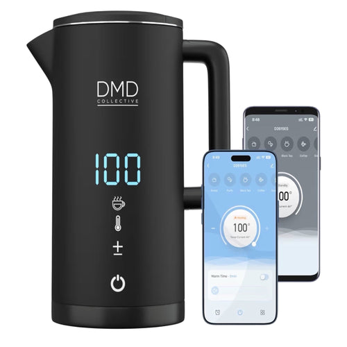 Bouilloire Intelligente DMD Collective Store 1,5L, écran tactile Wi-Fi, commande vocale avec Alexa et Google | Affichage numérique de la température, double paroi et conception anti-brûlure, économe en énergie 2200W