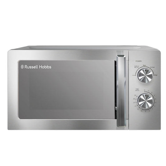 Russell Hobbs Stainless Steel Microwave 20 Litre 800W Solo Manual with 5 Power Levels, Defrost Function & Easy Clean, 35 Minute Timer, RHMM827SS