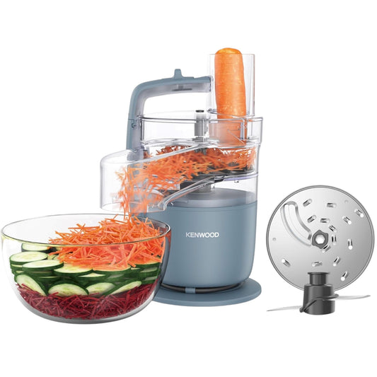 Kenwood Multipro Go FDP22.130GY, Food Processor, for Chopping, Slicing, Grating, Pureeing and Kneading Dough, with Express Serve, 1.3L Bowl, Knife Blade, 4Mm Slicing/Grating Disk, 650 Watts, Grey