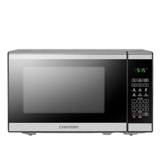 Chefman 800W Microwave Oven, 6 Presets, 10 Power Levels, Eco Mode, Memory, Mute Function, Child Safety Lock, Easy Clean, Stainless Steel