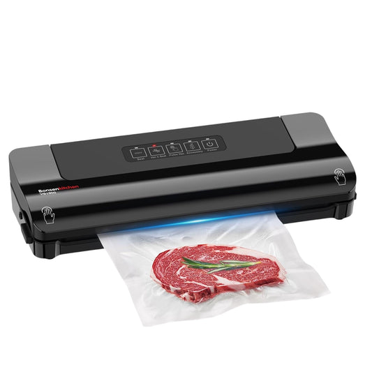 Bonsenkitchen Vacuum Sealer, Fast-Compact Vacuum Sealer Machine, High-Speed Continuous Working, Multi-Functional Food Vacuum Sealer with Vacuum Bags & Accessory Hose