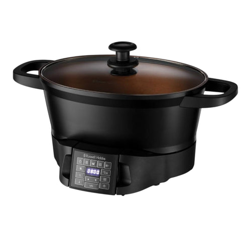 Russell Hobbs Good-to-Go 6.5L Electric Multicooker - 8 Digital functions inc Sear, Slow Cook, Steam, Boil, Keep warm & Roast, Cast aluminium housing, Glass lid, Dishwasher safe parts, 750W, 28270