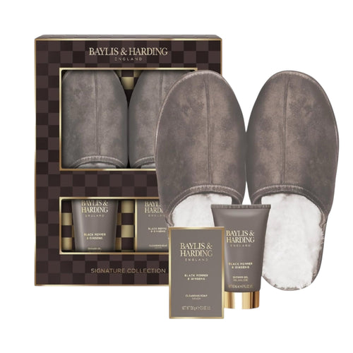 Coffret Cadeau Luxe Chaussons Homme Baylis & Harding Poivre Noir & Ginseng - Végan (Lot de 1)