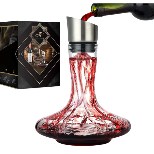 Youyah Wine Decanter with Built-In Aerator & Filter, Carafe, 100% Hand Blown Crystal Glass, Wine Accessories