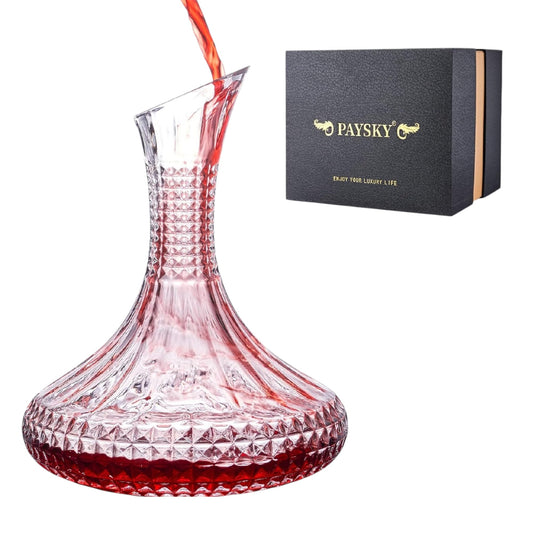 Paysky Thick Wine Decanter with Gift Box, Crystal Glass Engraved Decanter, Elegant Gift & Artwork - Full Bottle 55 Oz