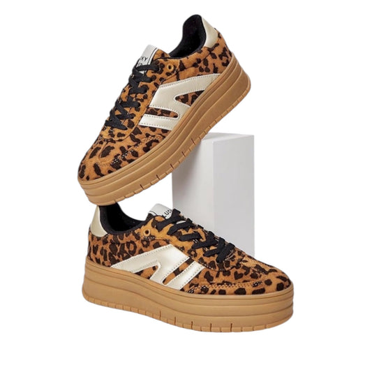 LUCKY STEP Women's Platform Gum Thick Sole Fashion Sneakers Classic Retro Rubber Low Top Casual Tennis Skate Walking Shoes