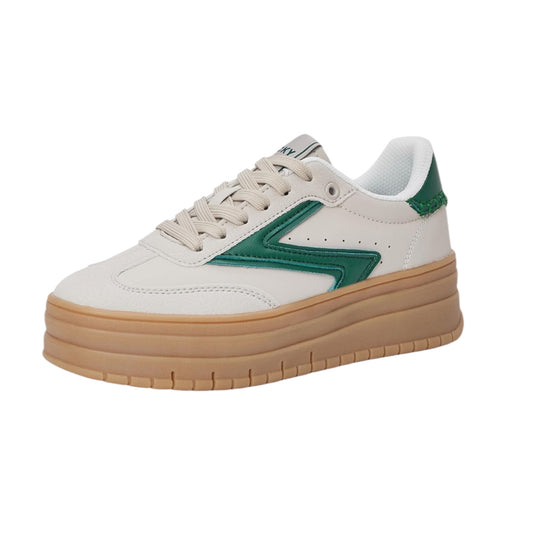 LUCKY STEP Women's Platform Sneakers Gum Sole Suede Casual Classic Retro Rubber Thick Sole Trendy Fashion Tennis Walking Shoes