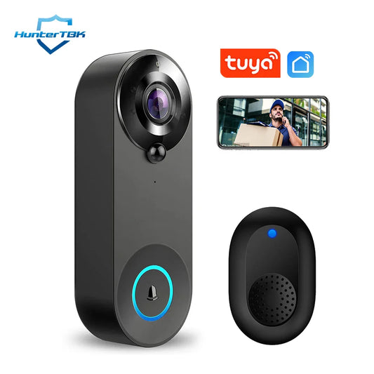 1080P Wireless Smart Video Doorbell Camera – WiFi Tuya Home Security with Motion Detection, Night Vision & Two-Way Intercom.